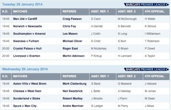 Referee appointments January 28-29