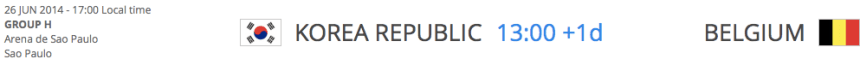 Korea Republic v Belgium
